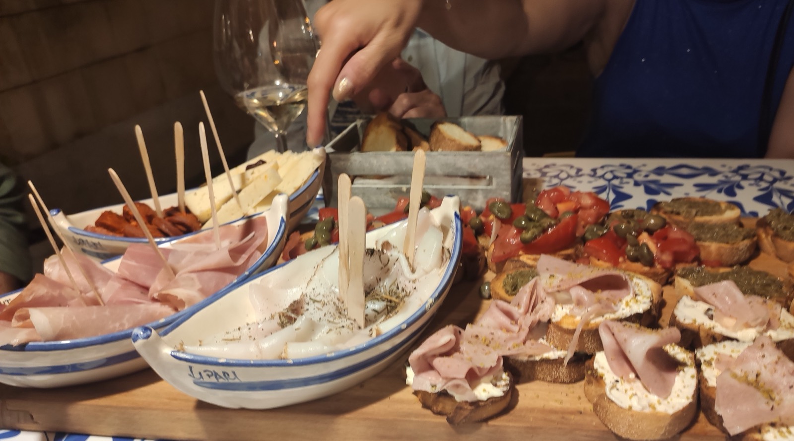 A shared table spread of small plates